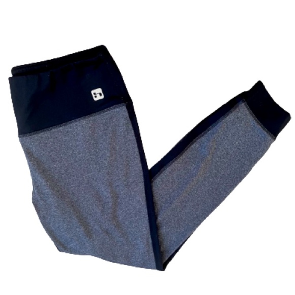 HIND WOMENS GREY AND BLACK CONTRAST ATHLETIC LEGGINGS SIZE L